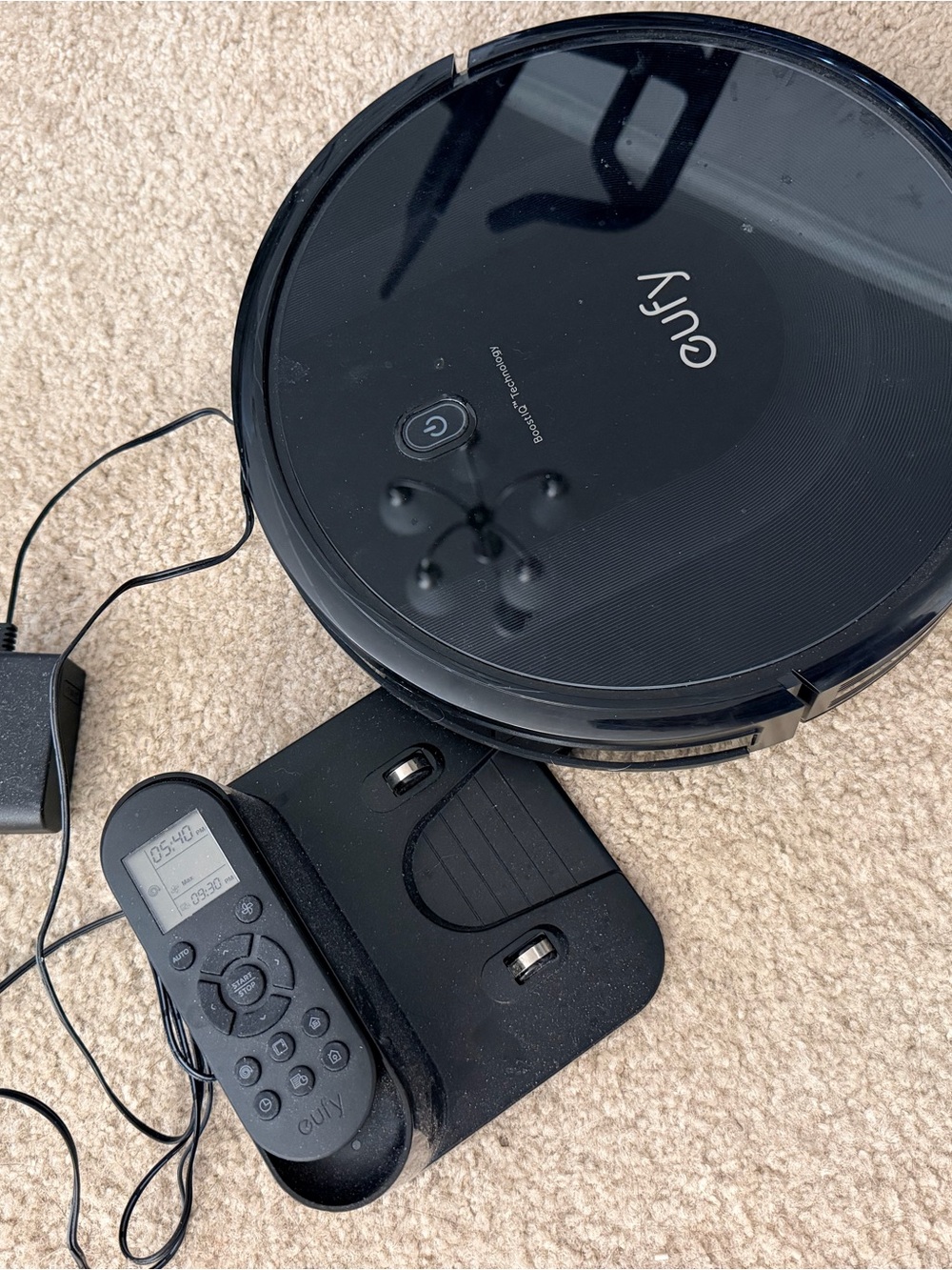 eufy Black Robot Vacuum with Charging Base and Remote